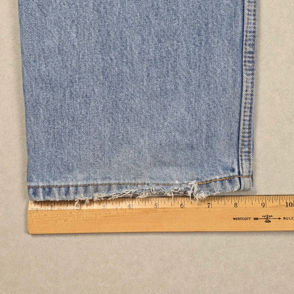 Levi Strauss 505 Mens Jeans Light Wash Straight Leg Denim Distressed 38x30
